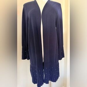 Chico’s Navy Blue Sweater Cardigan with Pearls Size 3